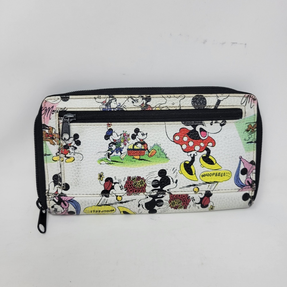 Disney Parks Mickey Minnie Mouse‎ Wallet Card Holder Zip Organizer Carryall
